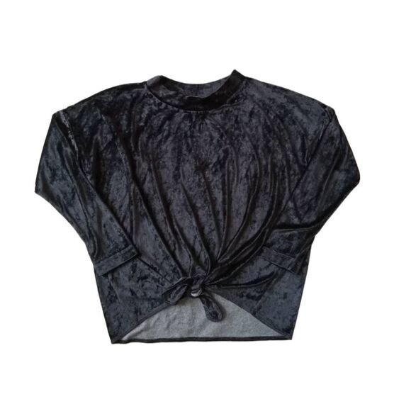 STARKx Black Velour Oversized Tie Waist Pullover Sweater Top Women's Size Large - Picture 1 of 14